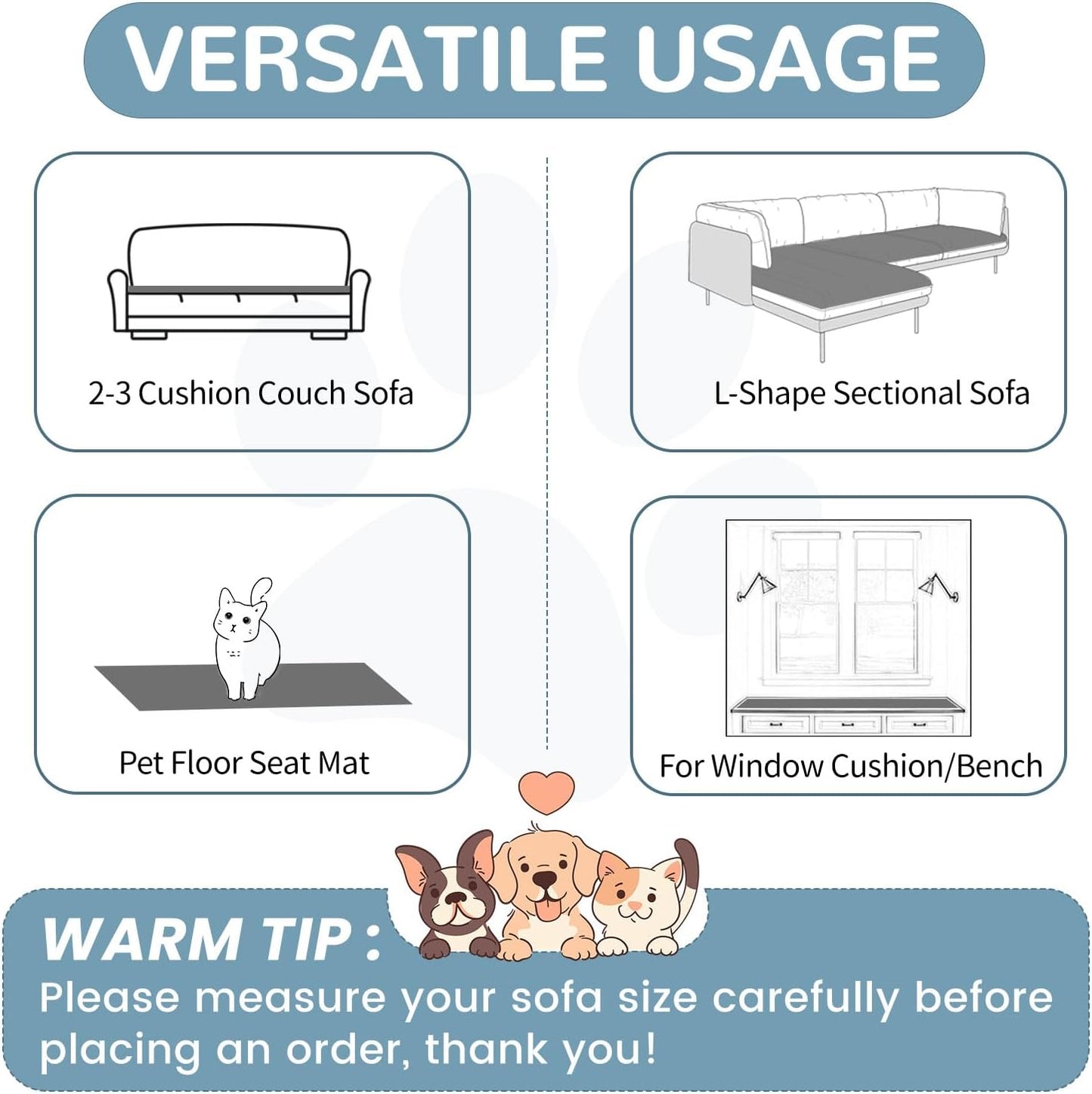 OTOB Sofa Covers for 3 Cushion Couch Washable, Fuzzy Non Slip Pet Friendly Couch Cover Protector Love Seat, All Seasons Soft Plush Furniture Bed Mats Sofa Slipcovers (Dark Gray, 31.5" x 70.9'')