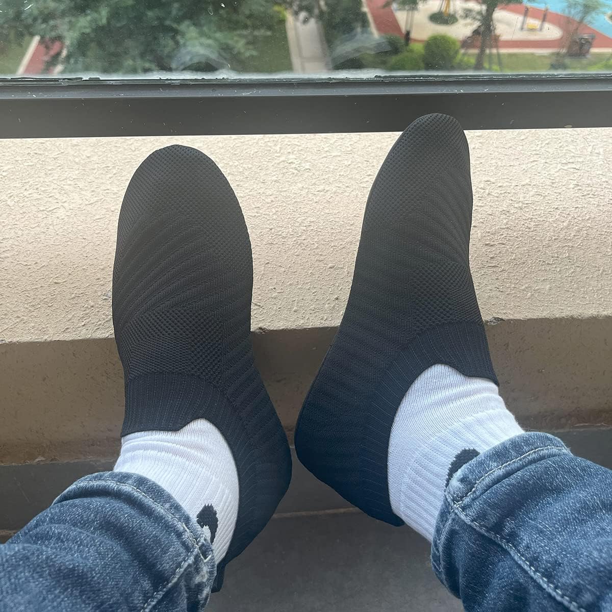 QZKDM Lightweight Slip on Grip Indoor House Slippers Barefoot Non Slip Home Exercise Yoga Shoes for Men Women