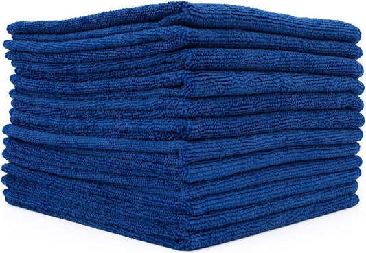 The Rag Company - All-Purpose Microfiber Terry Cleaning Towels - Commercial Grade, Highly Absorbent, Lint-Free, Streak-Free, Kitchens, Bathrooms, Offices, 300gsm, 14in x 14in, Royal Blue (12-Pack)