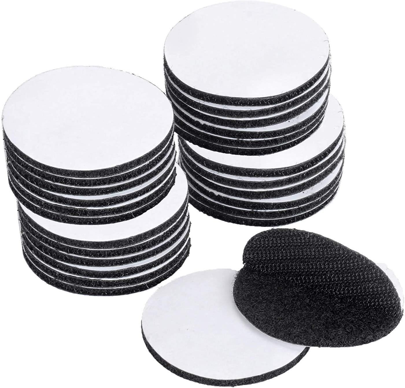 BRAVESHINE Double Sided Adhesive Tapes - 24PCS Sticky-Back Hook and Loop Tapes - Self-Adhesive Sticky Tape - Carpet Pad Mounting Tape for Wall Decorations or Tools Hanging - Round 2 inch