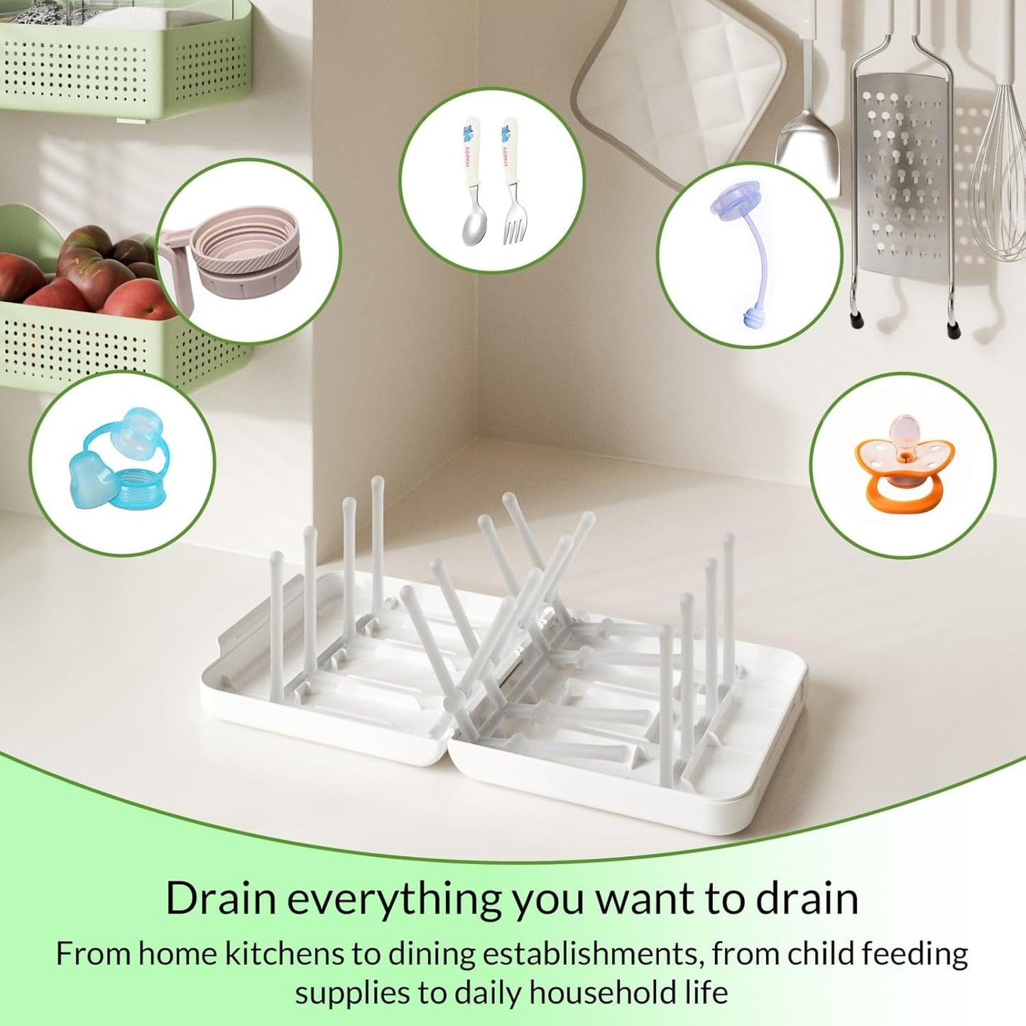 Travel Bottle Drying Rack Space Saving,Foldable Bottle Drying Rack with 16 Ribs,Portable Baby Bottle Drying Rack for Bottles,Breast Pumps and Other Feeding Accessories,Widely Used Daily Basis