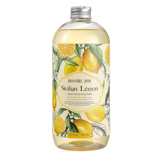 ROMIIE ZOI Liquid Hand Soap Refills, Lemon, Gentle & Moisturizing Formula, 750 ML/ 26 FL OZ