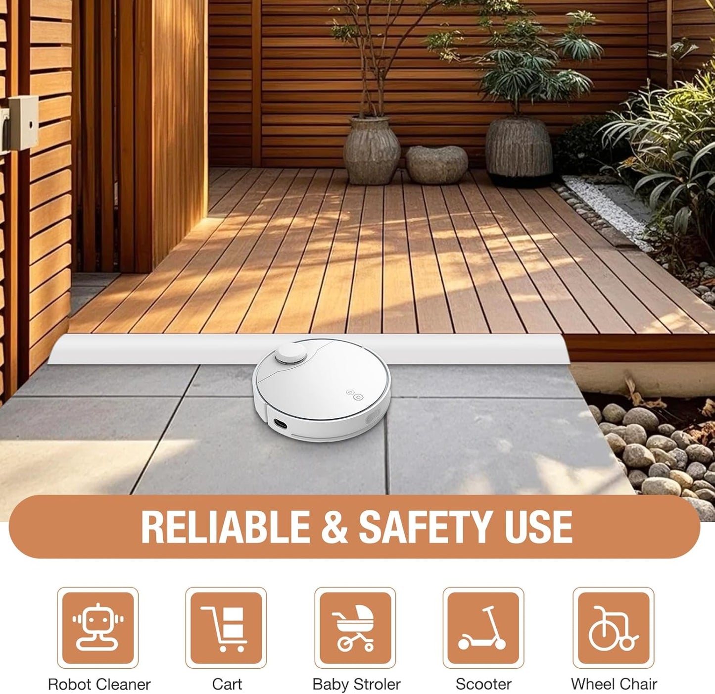 Floor Transition Strip Self Adhesive Vinyl Door Threshold for Doorways Carpet Edging Trim Overlap Edge Reducer for Laminate Floor, Carpet, Tile (White, 3/5" to 4/5", 10Ft)