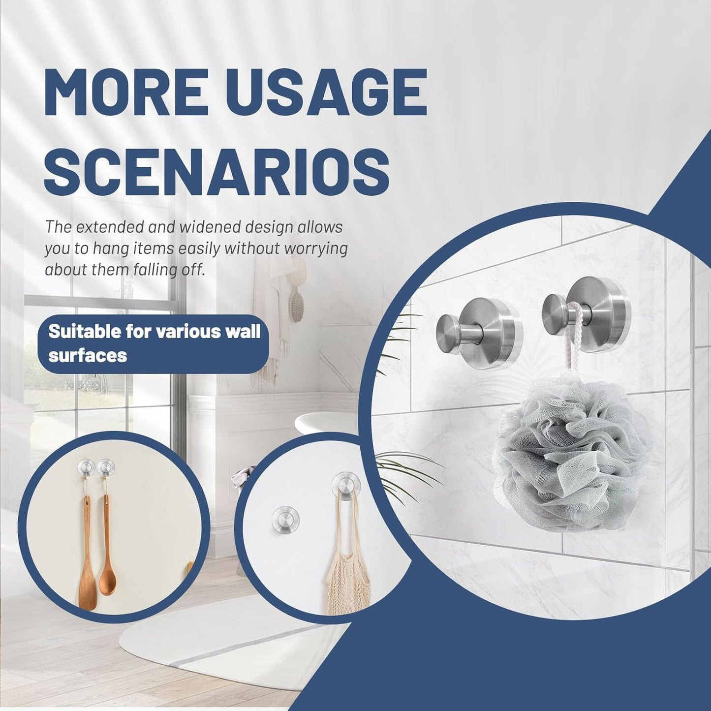 4 Pcs Suction Cup Hooks，No-Drill Suction Cup Hooks， Removable Hook，Towel Hook，Suction Hook for Shower,Bathroom, Bedroom, Glass Window