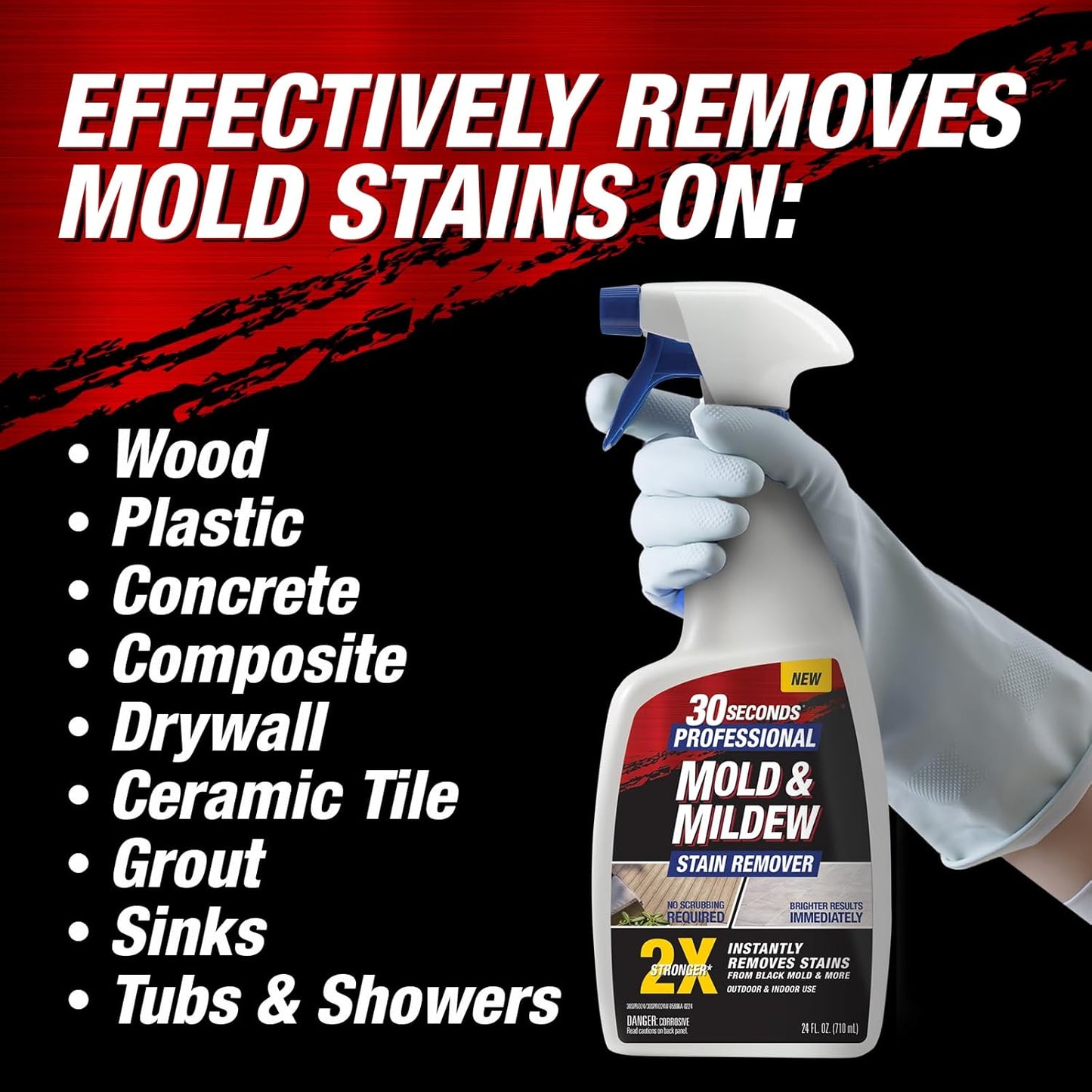 30 SECONDS Pro Mold and Mildew Stain Remover | Scrub Free | Brighter Results Instantly | Ready To Use Refill | 128 fl. oz. (2 PACK)