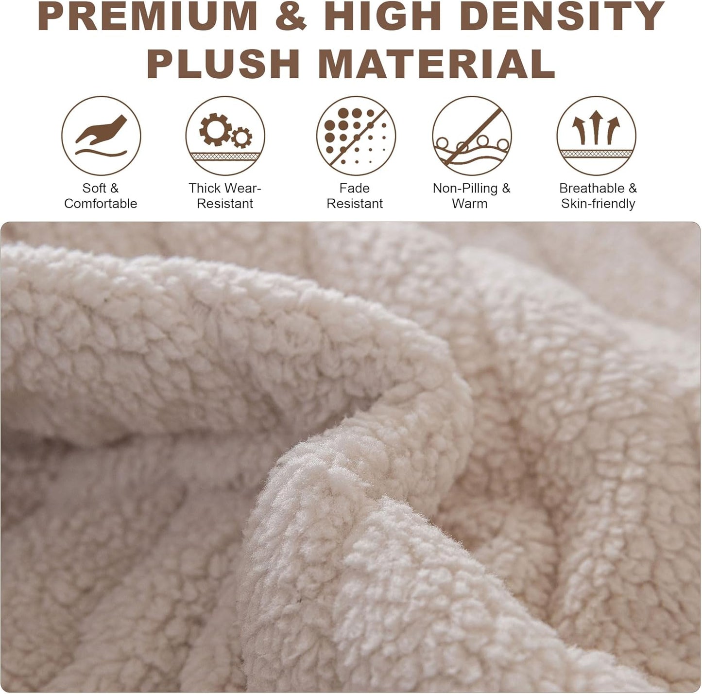 OTOB Couch Cover for Dogs Washable, Non Slip Plush Fuzzy Sofa Covers for 3 Cushion Couch All Seasons, Kids Pet Friendly Soft Cozy Furniture Protector Sofa Slipcovers (Beige, 27.6" x 82.7")