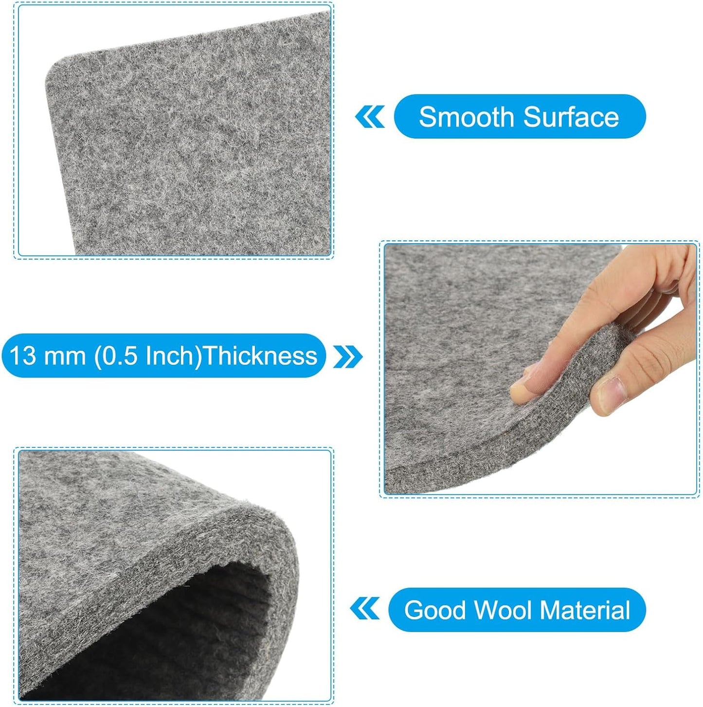 PATIKIL Wool Pressing Mat, 17" x 17" Wool Ironing Pad Blanket 0.5" Thickened Heat Resistant Quilting Ironing Pad for Quilters Sewing Craft, Grey