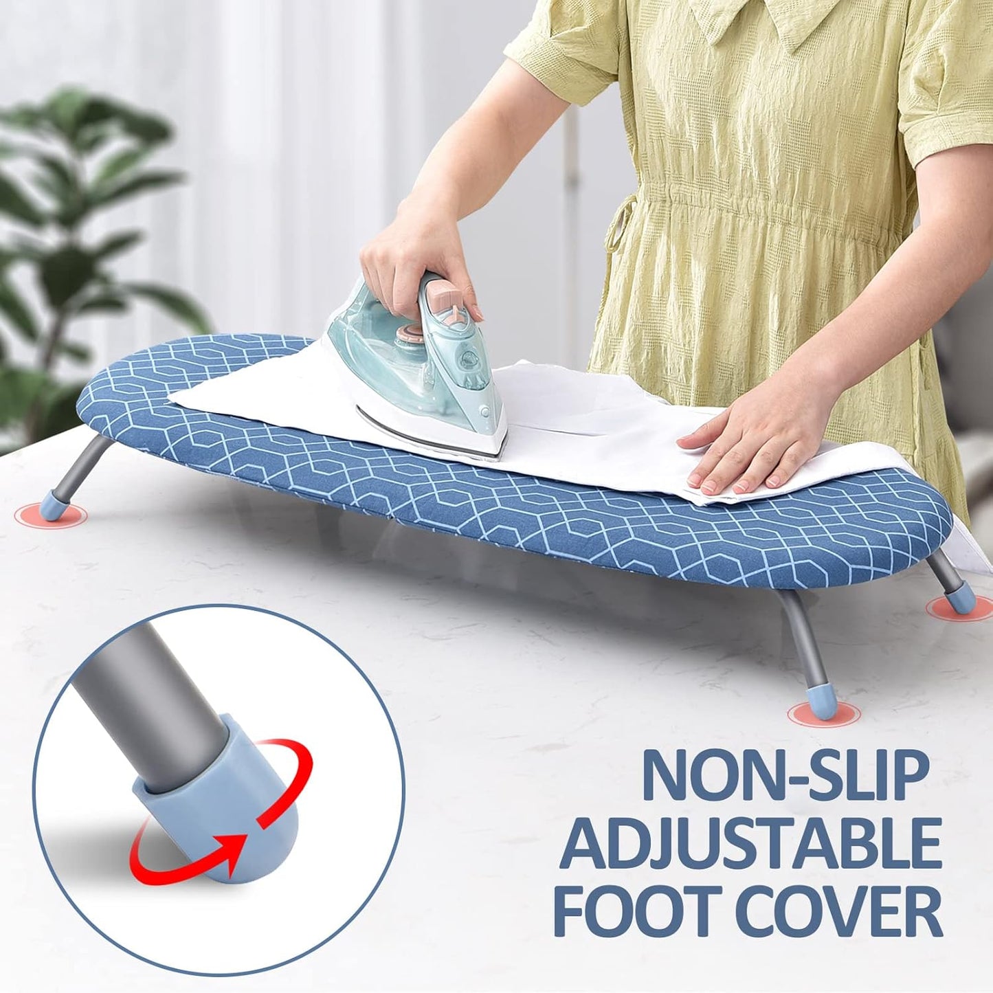 APEXCHASER Foldable Ironing Board, Tabletop Small Ironing Board with Heat Resistant Ironing Covers, Portable Folding Mini Iron Board with Non-Slip Feet for Home, Laundry Rooms, Dorms, Travel Use