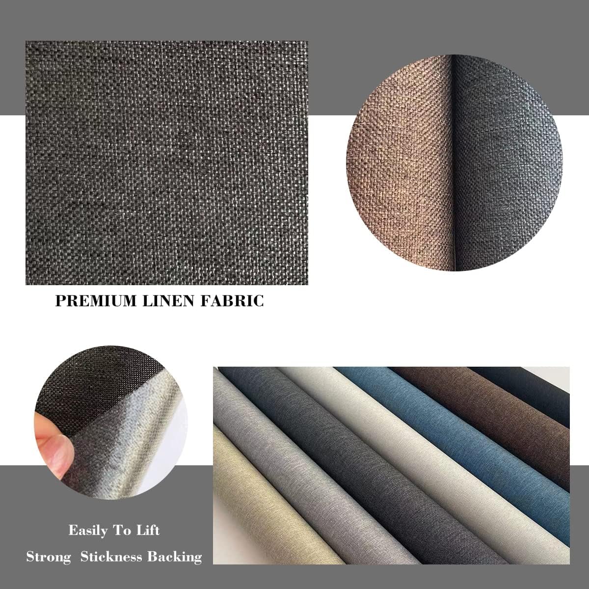 Fabric Repair Patches, 17X79 Inch Linen Repair Tape Self-Adhesive Fabric Patches Durable, DIY Large Linen Tape for Sofa, Couches, Furniture, Chair, Clothing （17X79 Inch, Dark Grey）