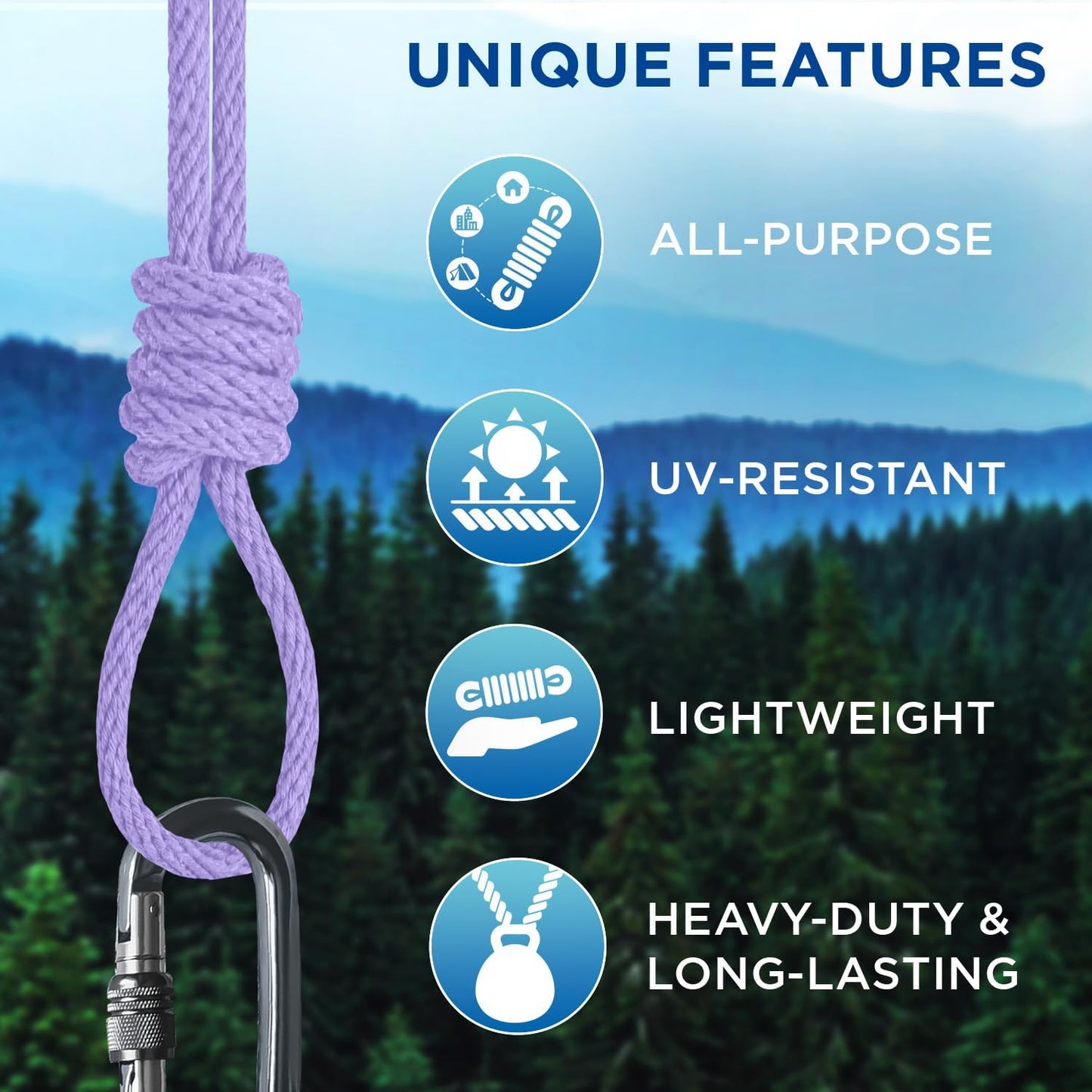 TECEUM Cotton Rope 3/16” (5 mm) – 50 FT – Strong All-Purpose Braided Rope – Natural Cotton – for Crafting, Сamping, Clothes Line, DIY, Indoor & Outdoor Use – Lavander