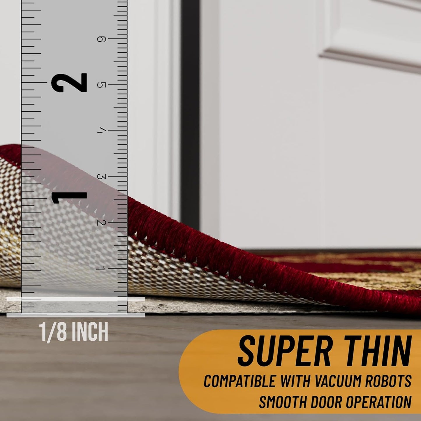 Ottomanson 7'8" x 11' Non-Slip Rug Pad Gripper 1/12 Inch Ultra Thin Dual Surface Felt + Rubber Gripper - Safe for All Floors, Cream