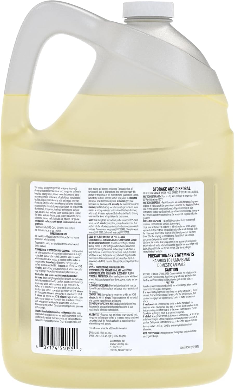 VIREX CBD540557 All Purpose Disinfectant Cleaner - Kills 99.9% of Germs and Eliminates Odors, Ready-to-Use Liquid Refill, Lemon Scent, 1-Gallon