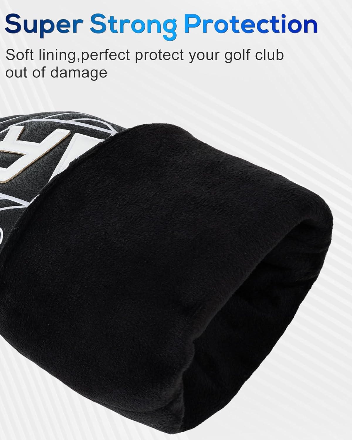 Big Teeth Golf Club Covers Full Set Driver Headcover Fairway Wood Hybrid Golf Club Iron Head Covers, Topographic Edition Putter Cover Leather Golf Head Covers Pure Black, Gifts for Men