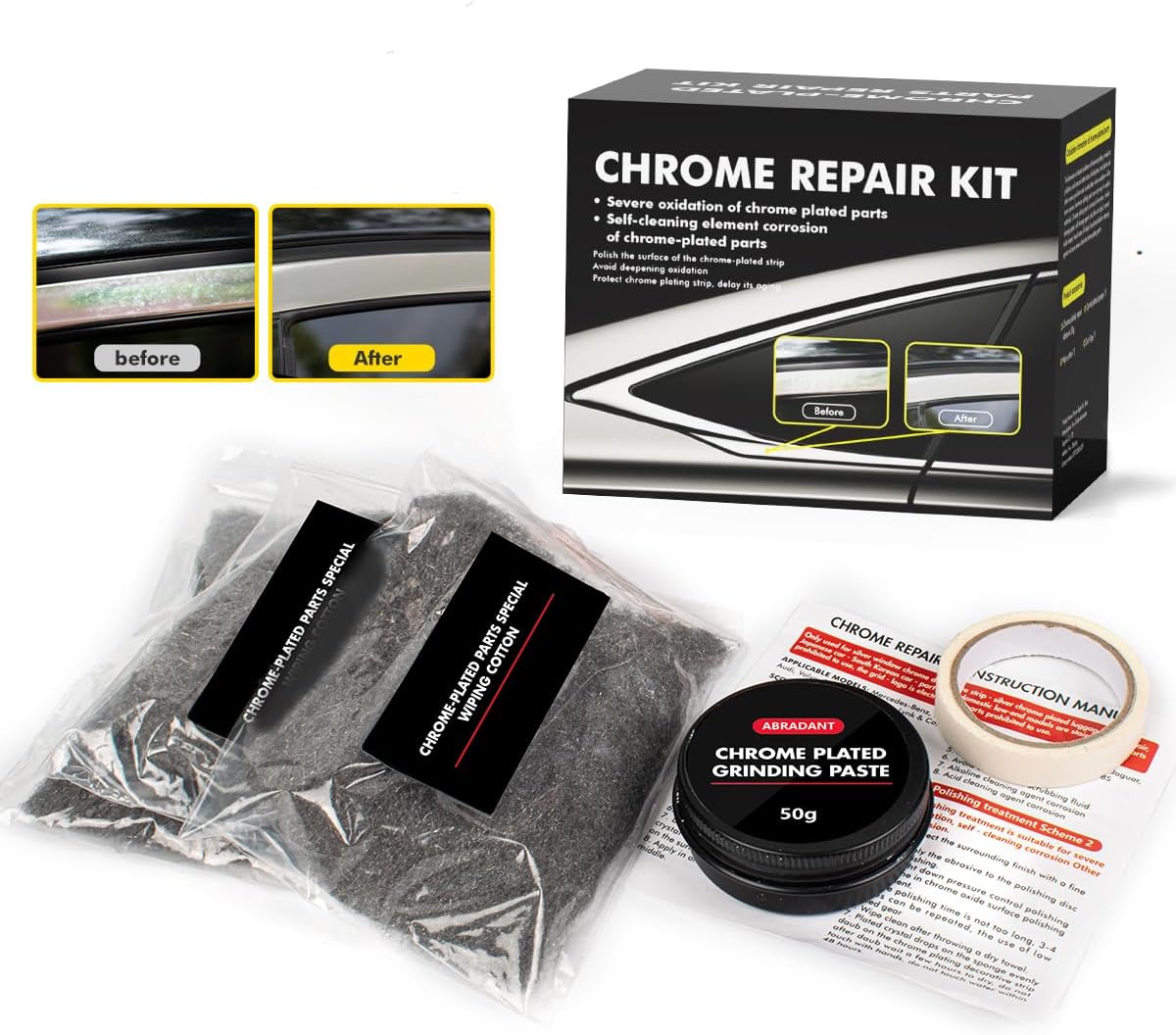 Metal Polish Restorer and Protectant, Chrome Cleaner and Polish for Cars, Removes Oxidation and Discoloration from Metal, Aluminum, Stainless Steel, Brass, Chrome and More