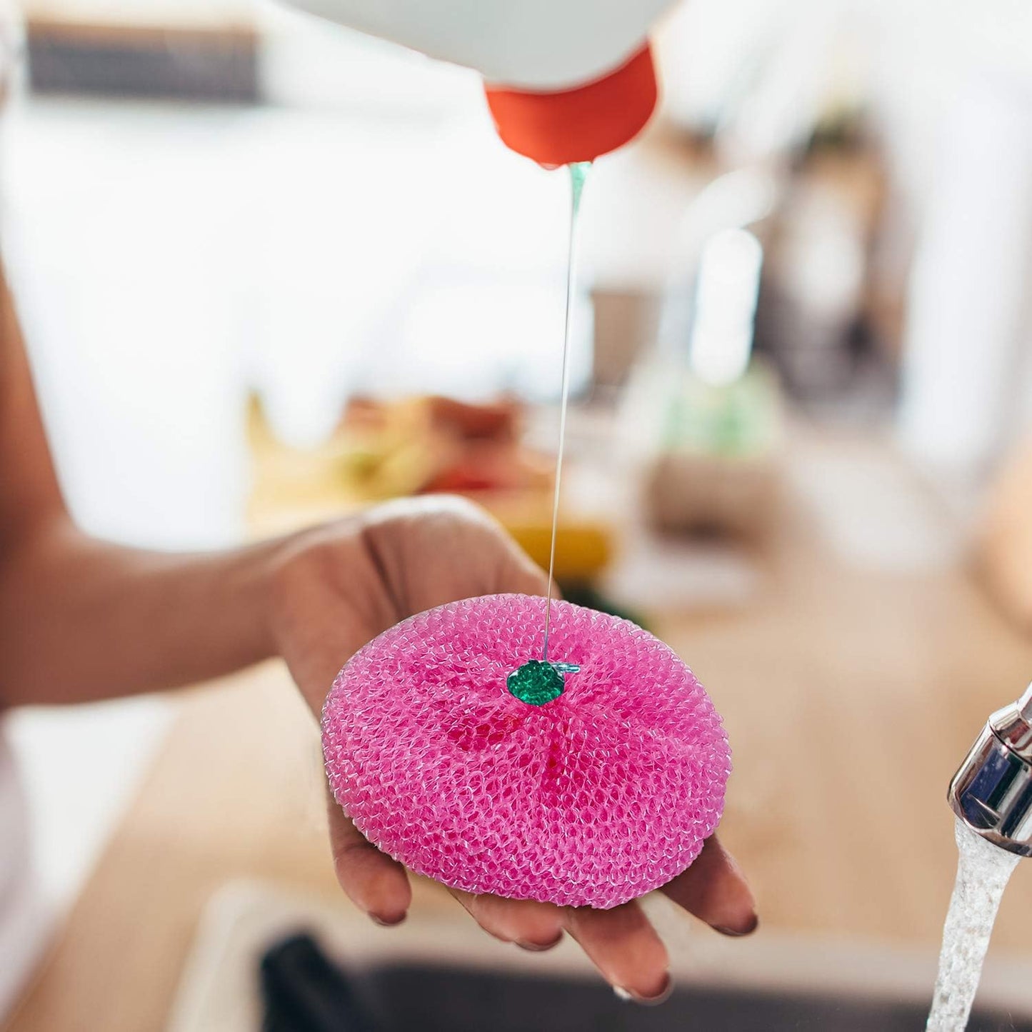 Blulu Plastic Dish Scrubbers for Dishes Pot Round Nylon Pad, Mesh Scouring Non Scratch Pads(Rainbow Colors,15 Pieces)