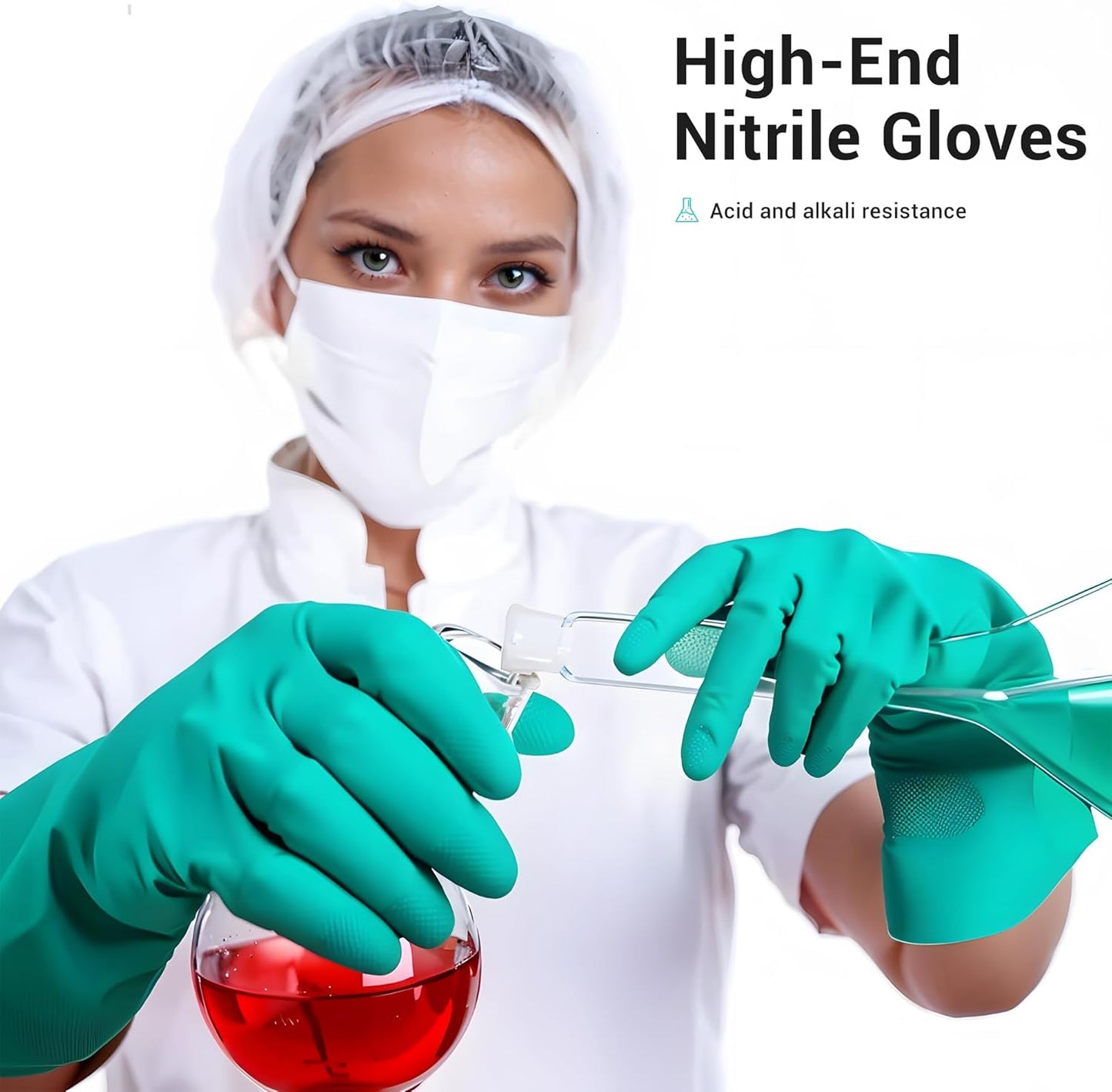 ThxToms Chemical Resistant Nitrile Gloves,Resist Household Acid, Alkali, Solvent and Oil, Latex Rubber Free, 1 Pair Extra Large