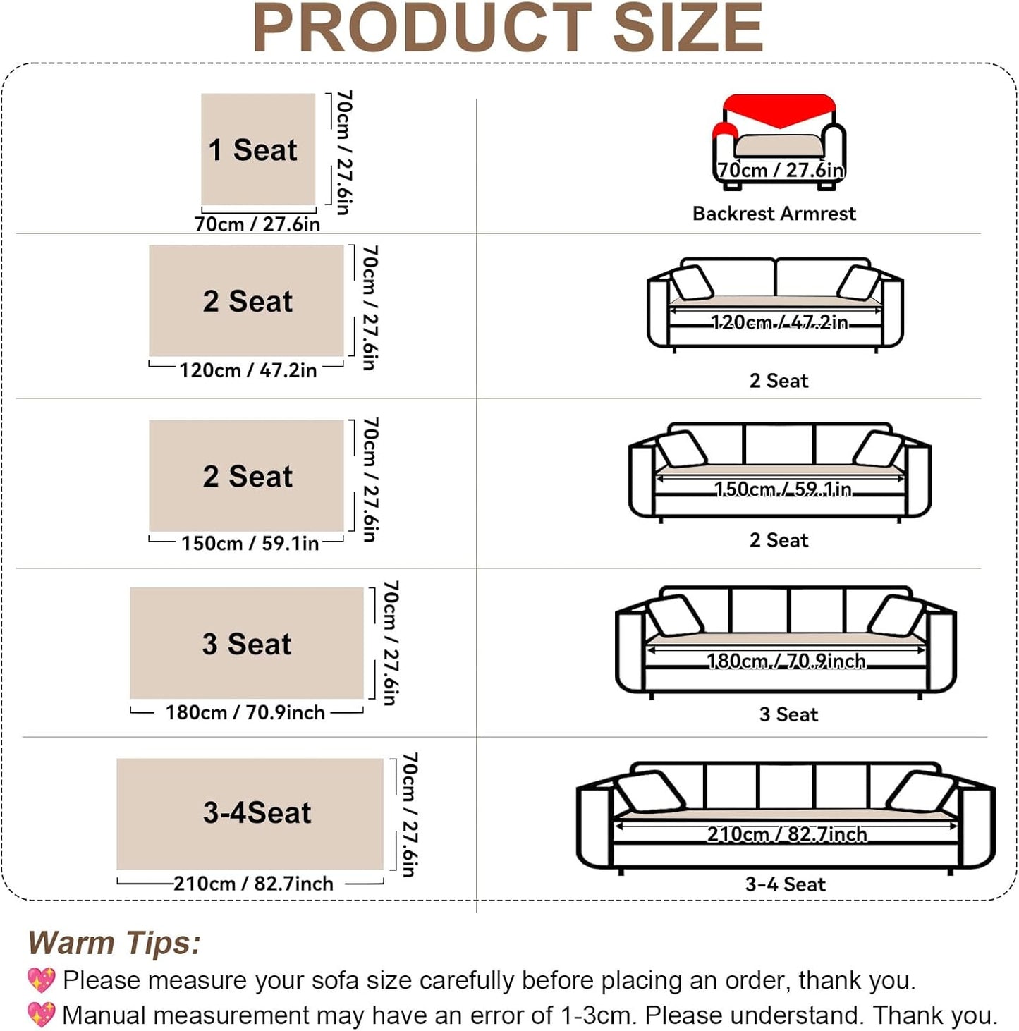 OTOB Plush Couch Cover for Dogs Washable, Non Slip Fuzzy Soft Armrest Backrest Sofa Slipcovers Geometric Jacquard Pet Friendly Couch Covers Protector All Season, 1 Piece (Coffee, 27.6"x27.6")