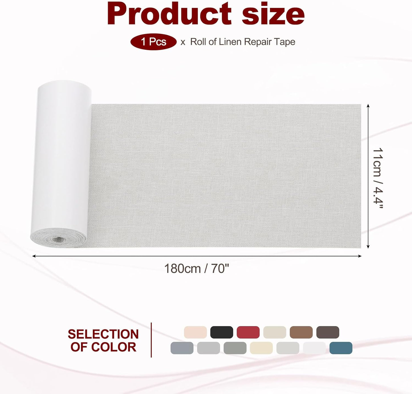 PATIKIL 70x4.4 Inch Linen Repair Tape, Repair Fabric Patch Self Adhesive Couch Patch Line Repair Patch for Furniture Sofa Car Seats Office Chairs, Light Gray