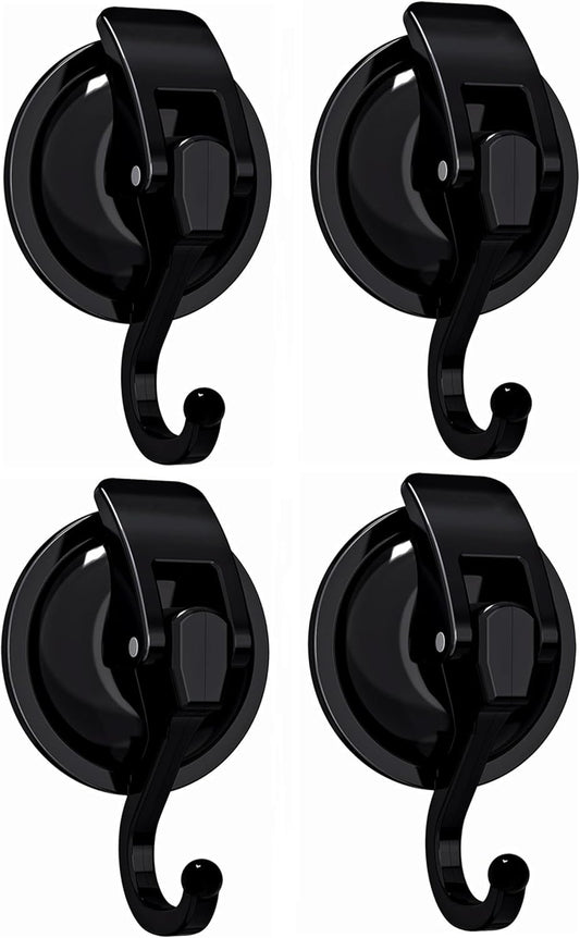 Wreath Cup Hook, Easy to Install and Remove, No Hole Punched,Black- Plated Plished Super Suction Hanger for Kitchen，Bathroom and Restroom,4Pack