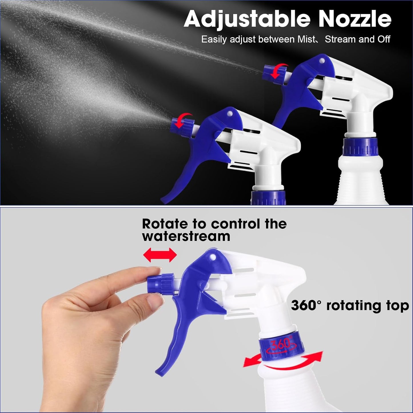 Eccliy 12 Pcs 16 Oz Plastic Spray Bottle, Adjustable Empty Reusable Sprayer for Cleaning, Planting, Water, Bathroom and Kitchen, BBQ, Commercial and Residential(Dark Blue,Original)