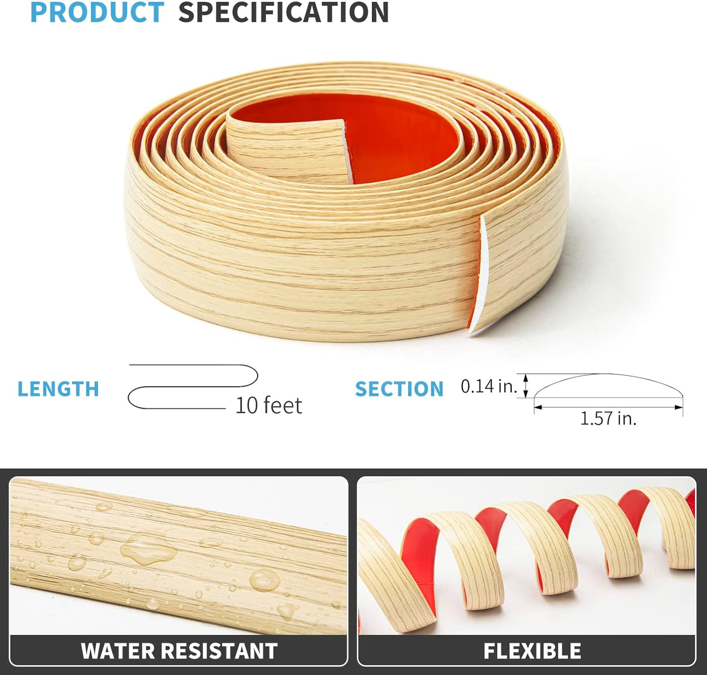 Art3d Self Adhesive Vinyl Transition Strip, Laminate & Tile Floor Divider, Carpet Threshold - 10 FT, 1.57in, Aspen Yellow