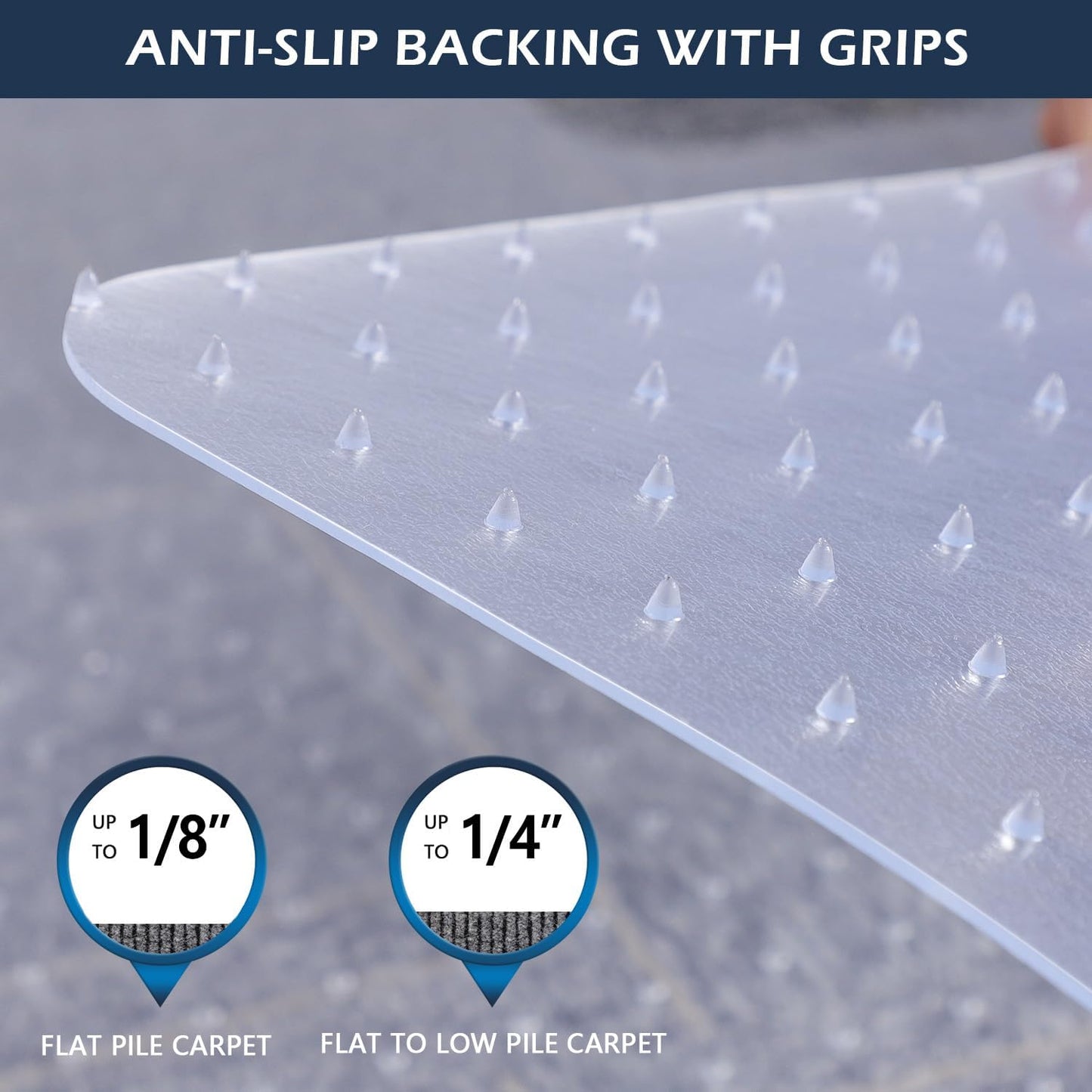 SALLOUS Chair Mat for Carpet, 36" x 48" Office Chair Mat for Carpeted Floors, Heavy Duty Vinyl Floor Mat with Grips, Floor Protector Computer Desk Mat for Home Office (Clear)