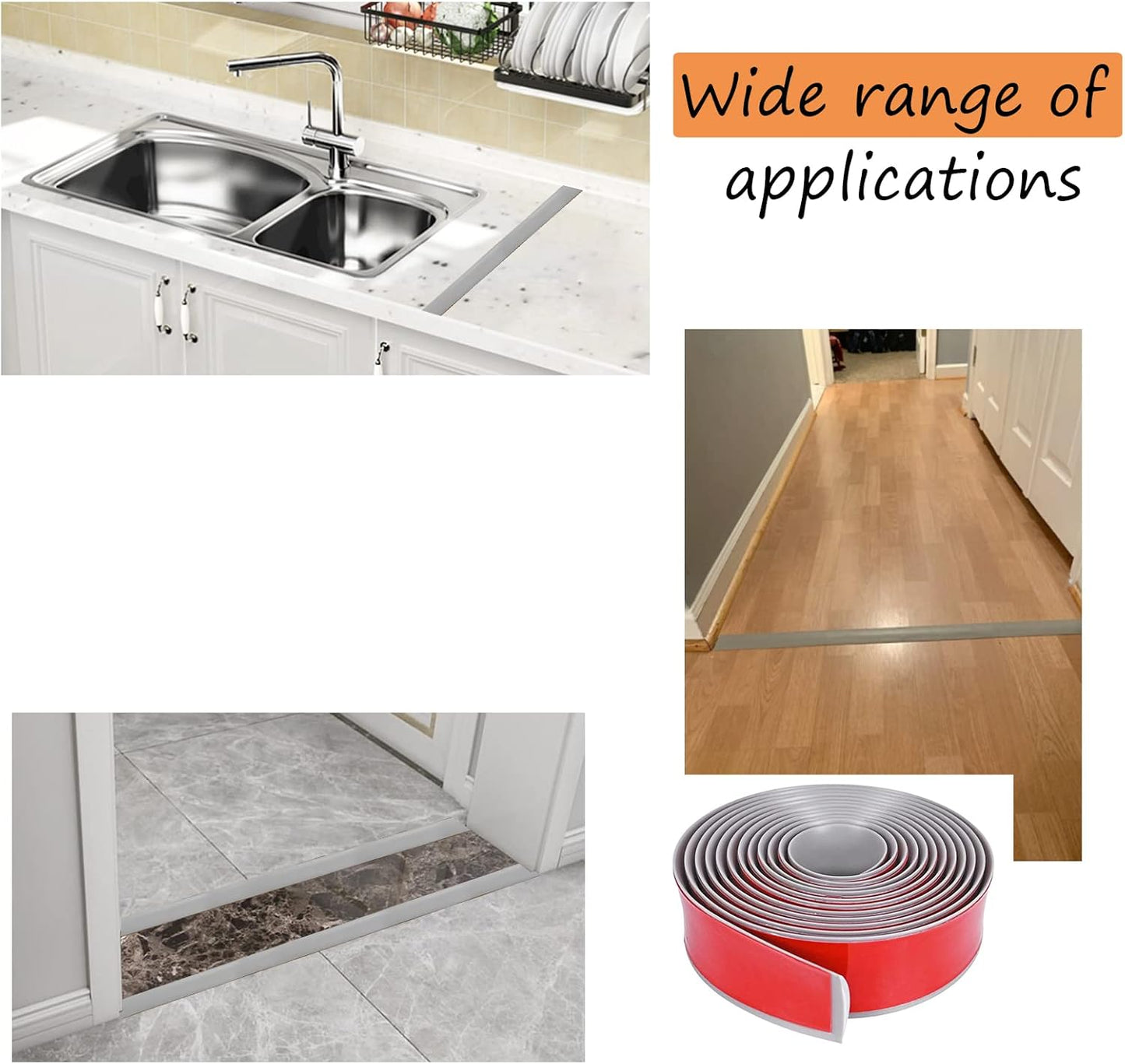 Floor/Door Flat Transition Strip & Self Adhesive Floor Vinyl Floor Edge Trim Laminate Floor Gap Covering Joining Strip