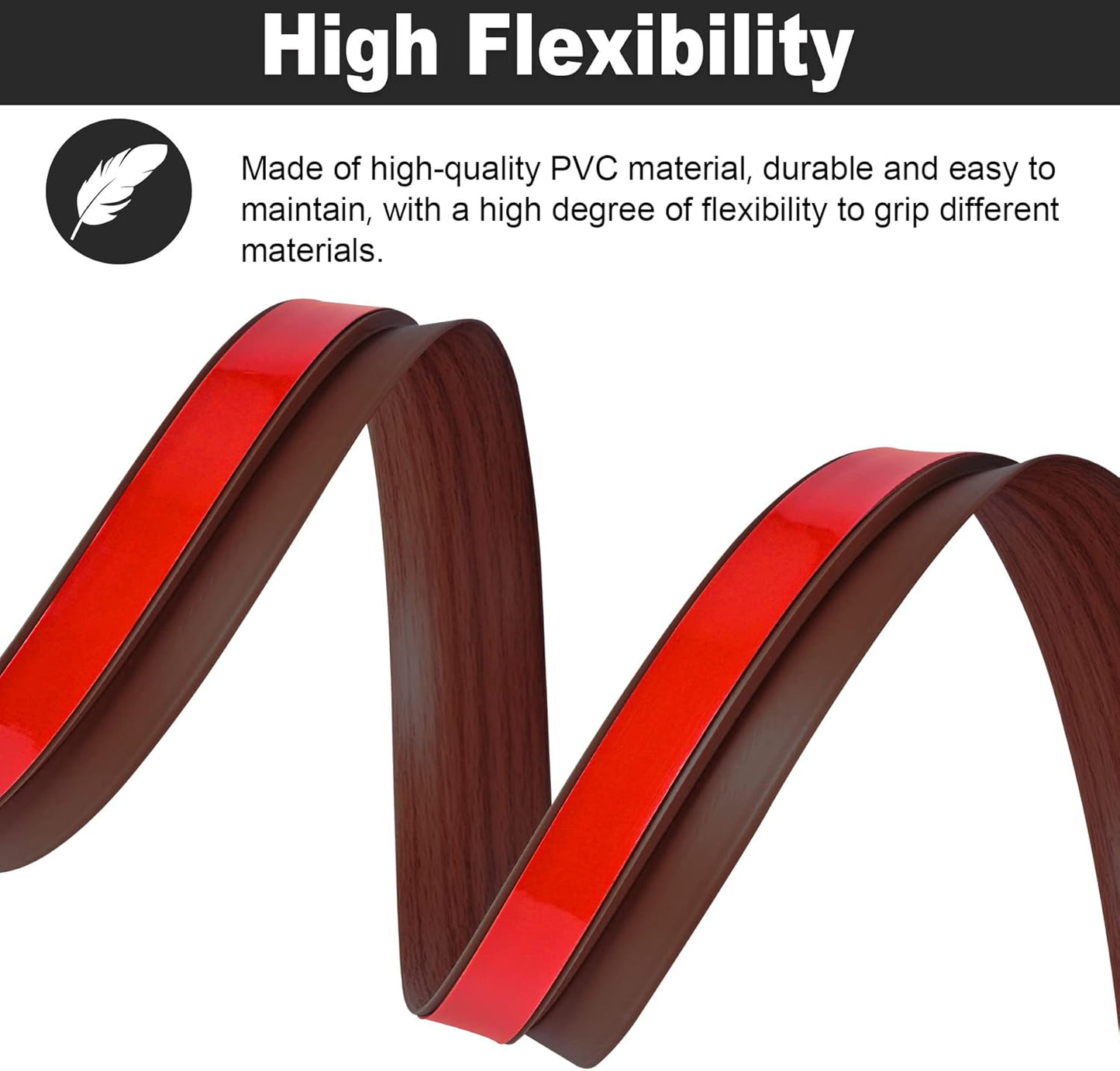 20Ft Carpet Floor Transition Strip, Self Adhesive Floor Edging Trim Strip, PVC Threshold Cover for Doorway, Floor Divider Strip Suitable for Threshold Height Less Than 5 mm - Red Wine