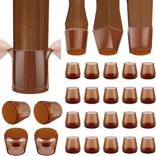 BALEINE 24 Pack Silicone Chair Leg Floor Protectors, Stool Leg Protectors Cap, Non-Slip Chair Leg Caps for Hardwood Floors (Brown, X-Large, 24 Pack)