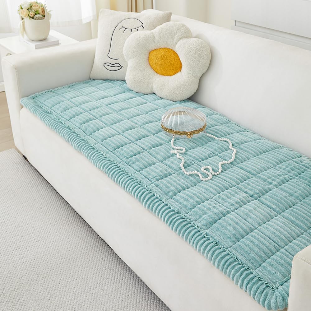 Couch Cover for Dogs Washable, Fuzzy Pet Couch Covers for 3 Cushion Sofa Pet Friendly, Non Slip Sofa Cover (Blue, 27.6" x 70.9"/70 x 180cm)