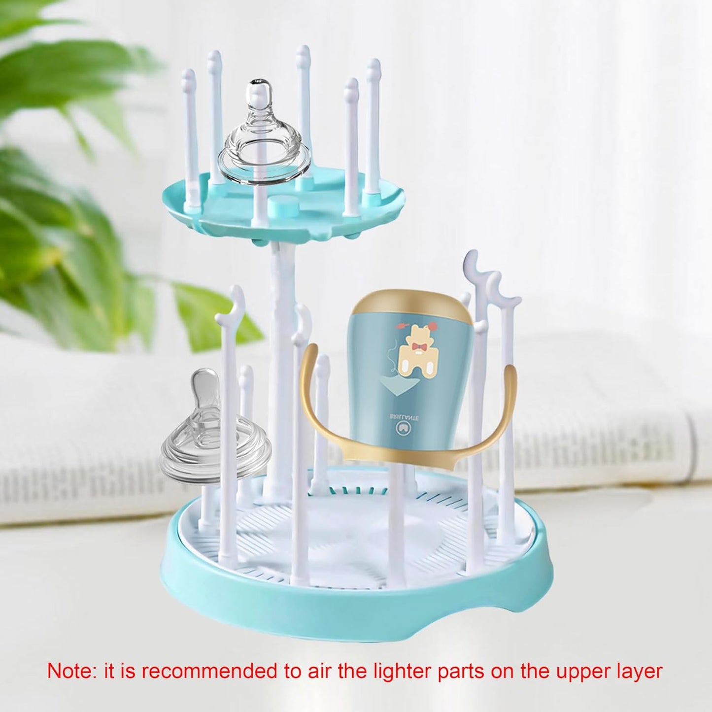 Baby Bottle Drying Rack,Double-Layer Bottle Drying Rack,Hold Up to 16 Baby Bottles,Suitable for Indoor, Kitchen, Living Room（Quiet Blue）