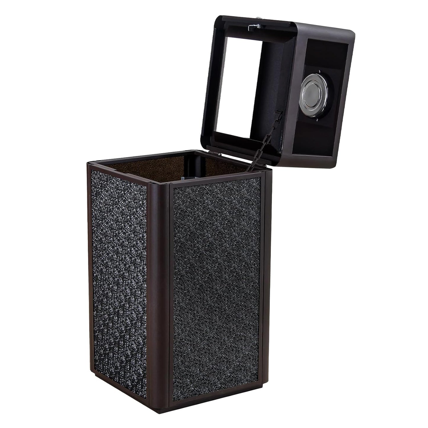 Square Waste Container with Dome Lid | Commercial Outdoor Garbage and Trash Container,Coffee 15 Gallon