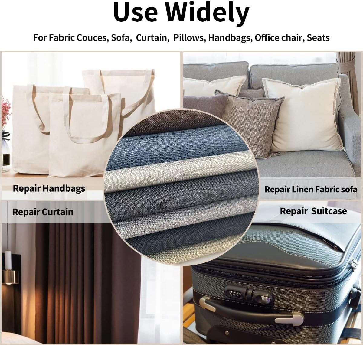 Fabric Repair Patches, Linen Repair Tape Self-Adhesive Fabric Patches Durable, DIY Large Linen Tape for Sofa, Couches, Furniture, Chair, Clothing （3.5X79 Inch, Brown）