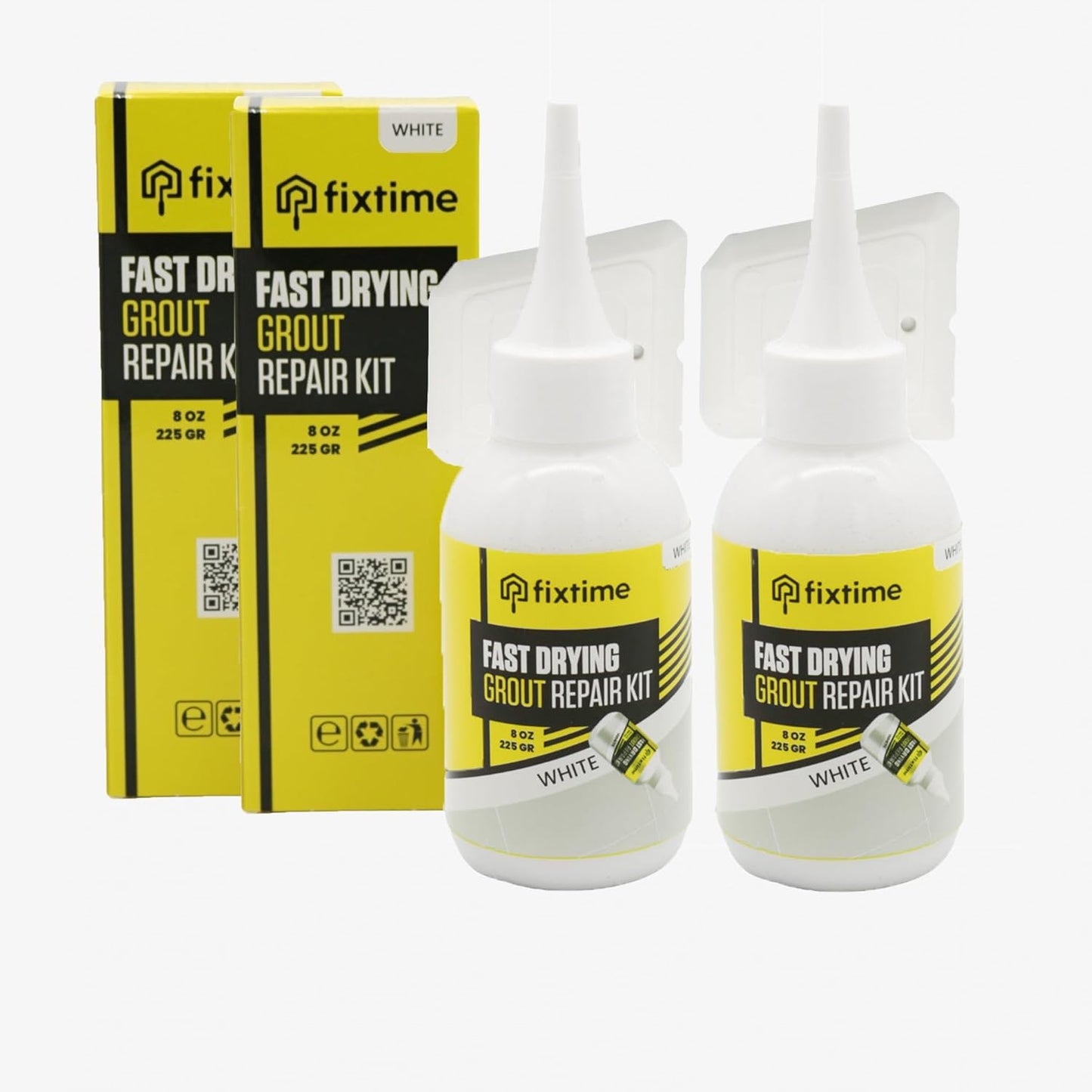 Tile Grout Repair Kit, White Grout Filler Tube 8 oz, Grout Repair Renews, Fast Drying Repait Kit, Grout Sealer for Floor Tile - Spatula Included (2xWhite)