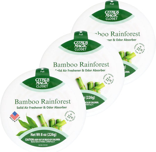 Citrus Magic For Closets Odor Absorbing Solid Air Freshener, Bamboo Rainforest, 8-Ounce, Pack of 3