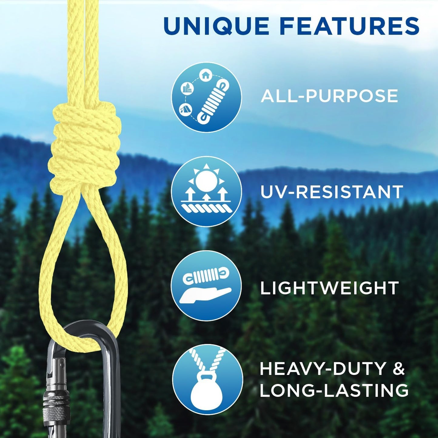 TECEUM Cotton Rope 3/16” (5 mm) – 50 FT – Strong All-Purpose Braided Rope – Natural Cotton – for Crafting, Сamping, Clothes Line, DIY, Indoor & Outdoor Use – Pastel Yellow