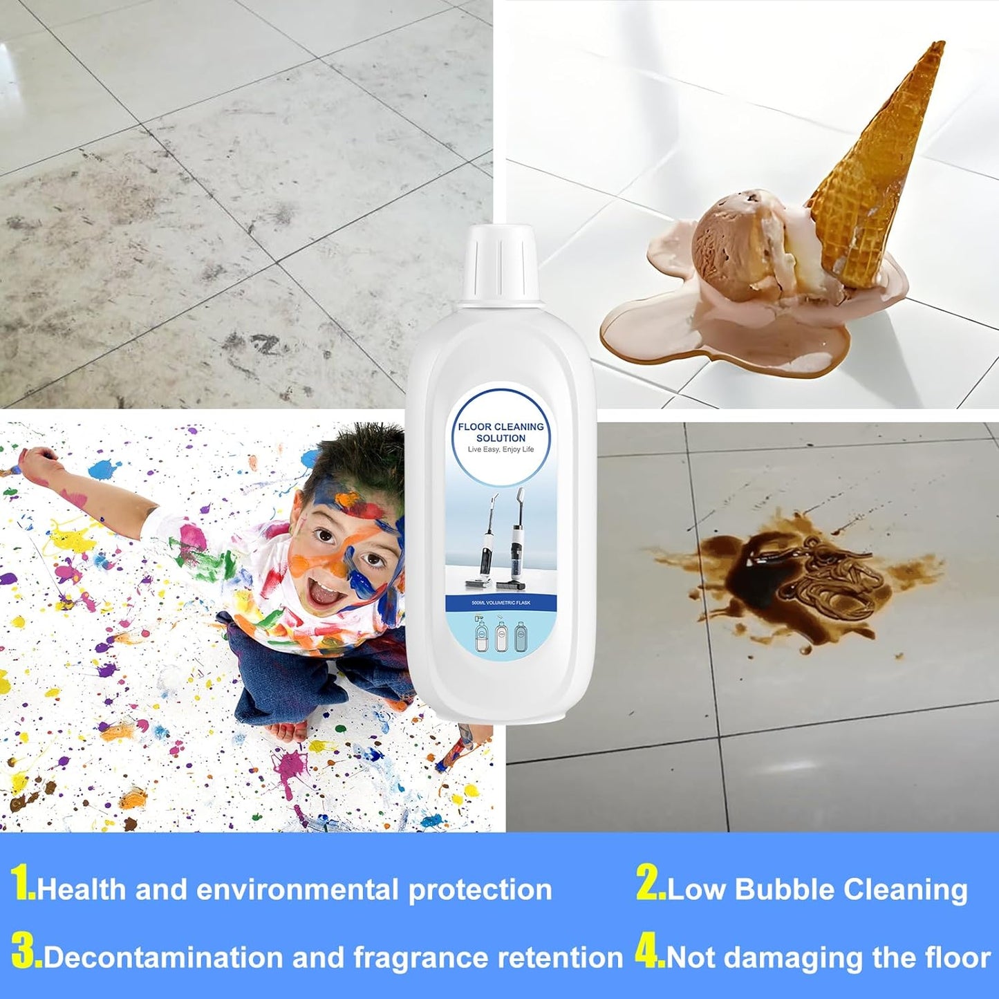 10 Bottles Compatible with Tineco Cleaning Solution Pet 500ml Per Bottle Orange Scents Floor Cleaner Compatible with All Robot Vacuums with Mopping and Cordless Wet/Dry Vacuum (Orange Scents)