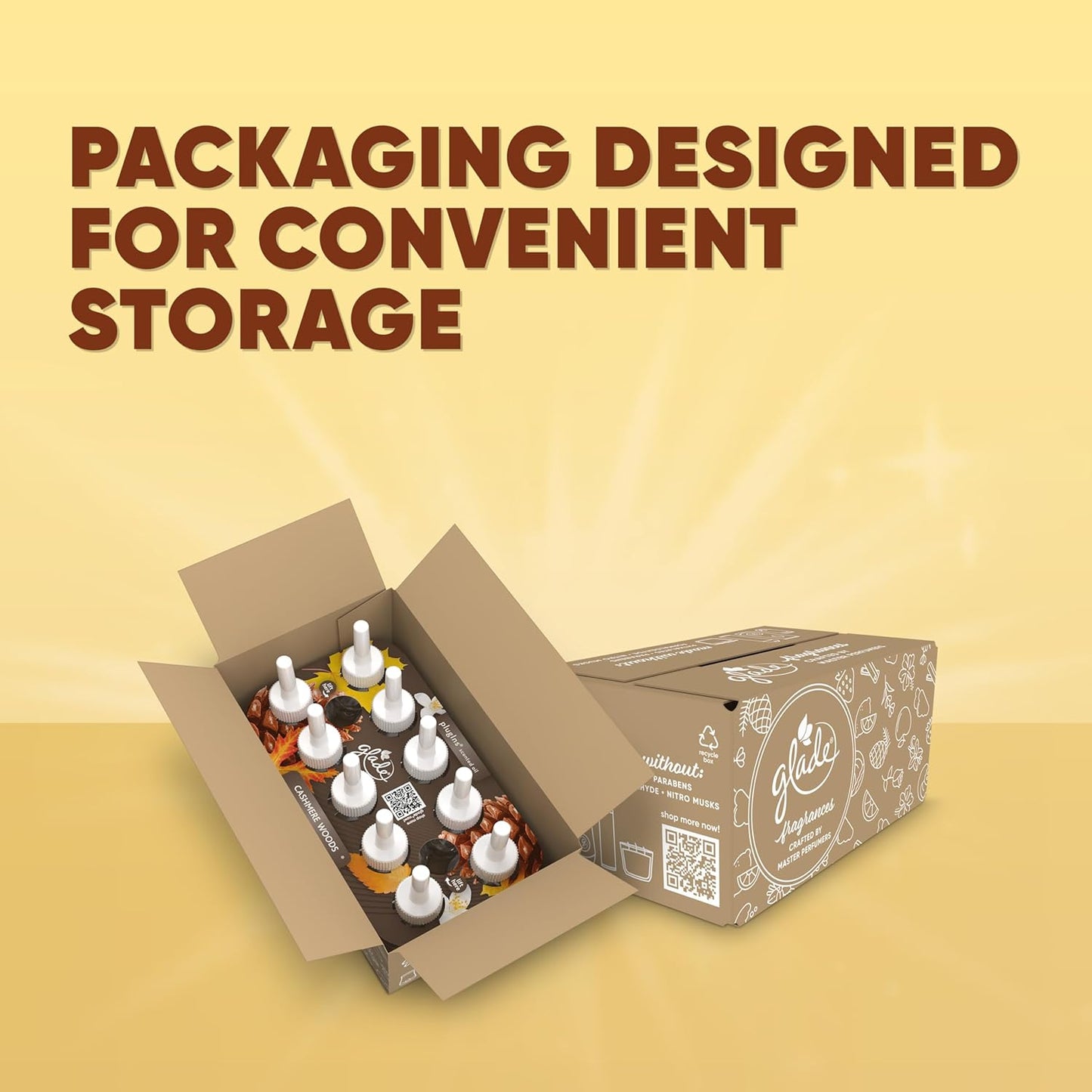 Glade PlugIns Refills Air Freshener, Scented and Essential Oils for Home and Bathroom, Cashmere Woods, 6.7 Fl Oz, 10 Count (Packaging May Vary)