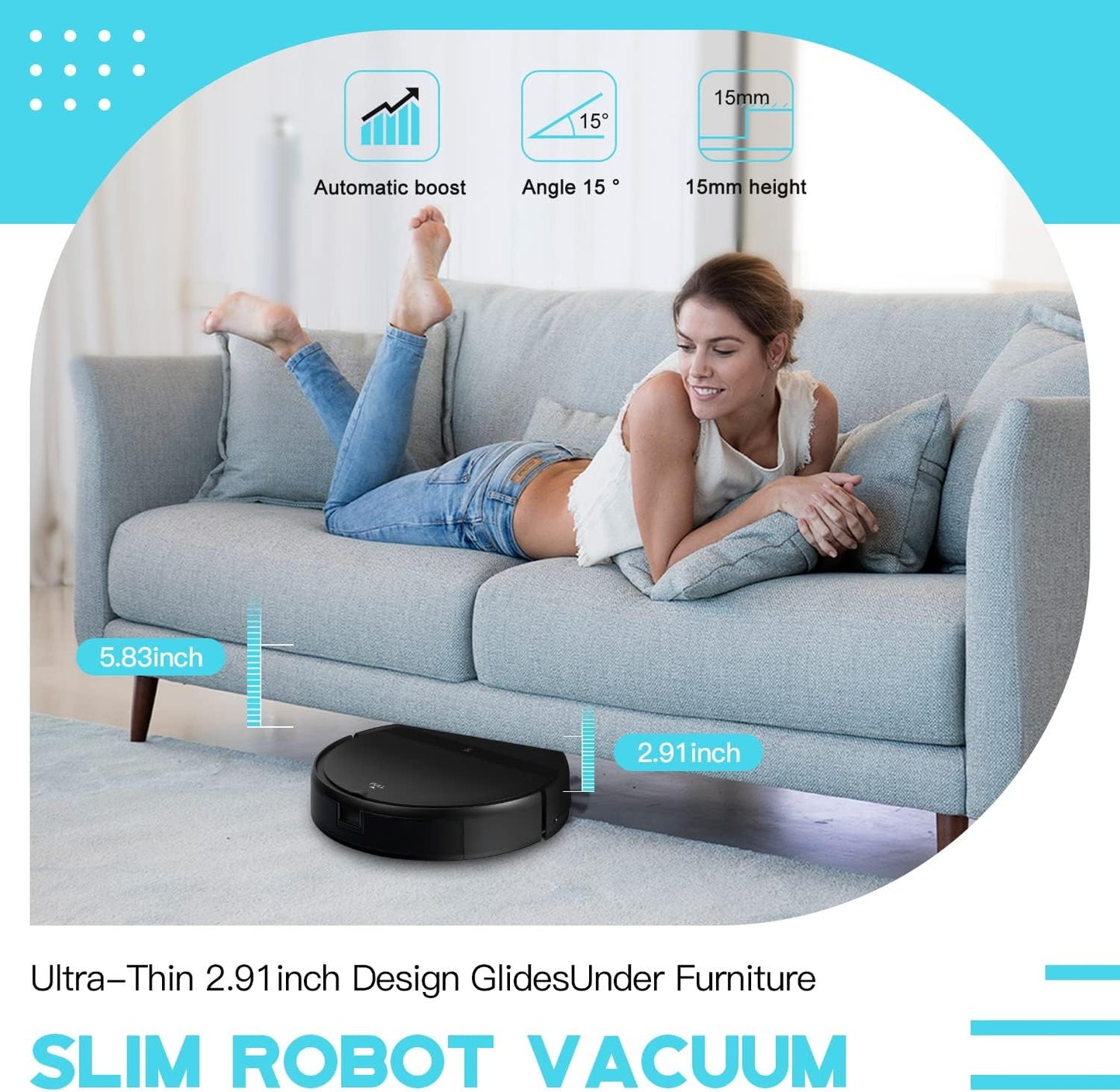 Robot Vacuum and Mop Combo, App/Alexa Control, Smart Robot Vacuum Cleaner, Ultra-Thin, Automatic Recharge Robotic Vacuum Cleaner for Pet Hair/Carpet/Hard Floor