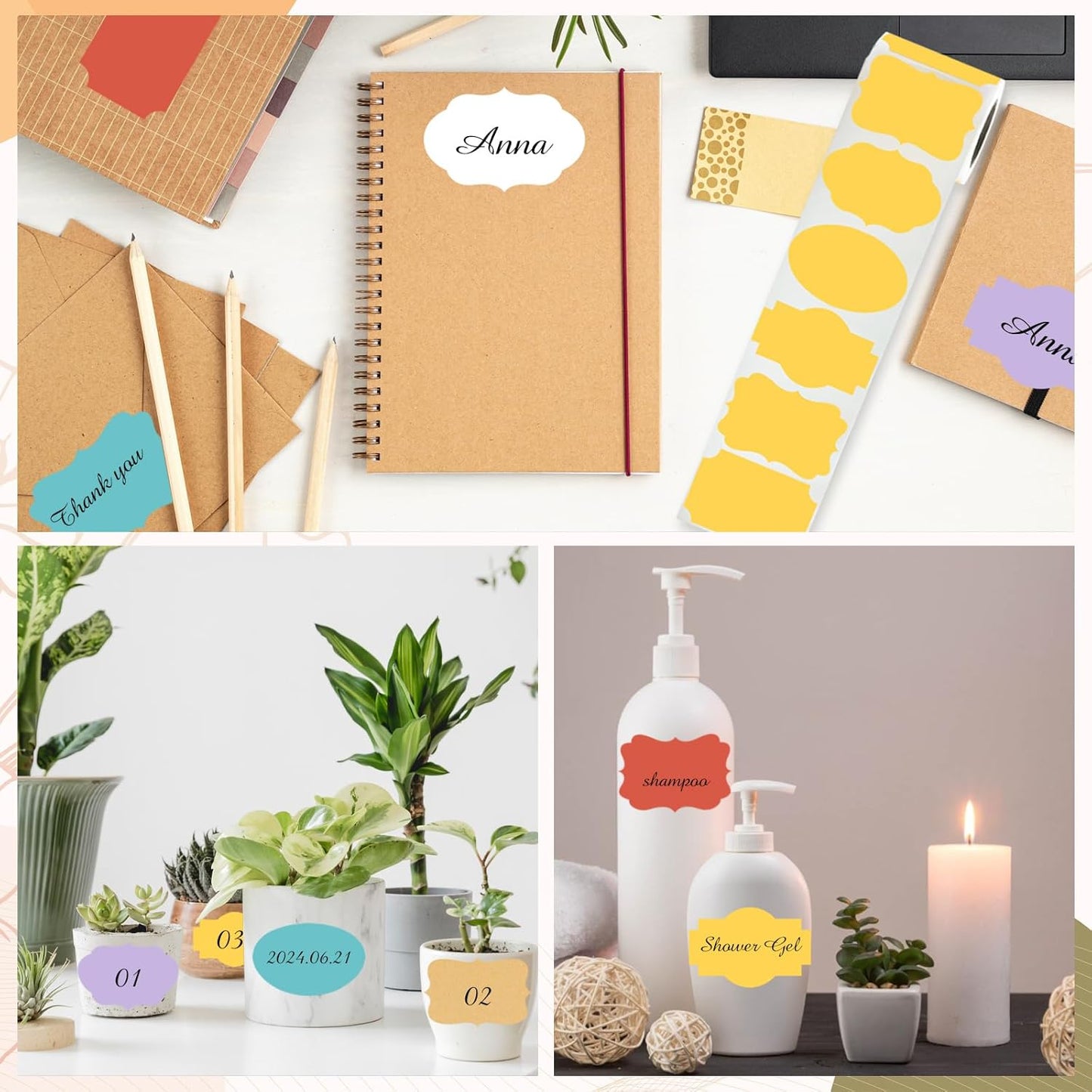 Blue Labels - 250 PCS 3" x 2" Fancy Shape Stickers for Storage Boxes or Food Jars - Holiday Tags