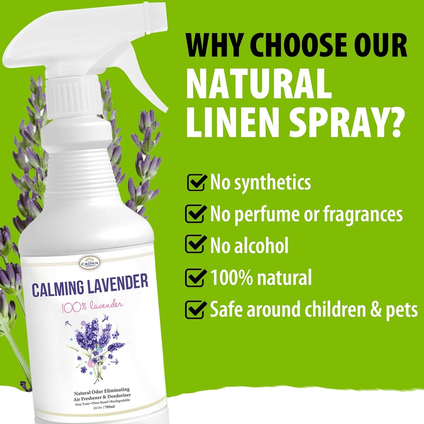 Natural Lavender Linen Spray (24oz) - Linen, Sleep Spray, Room Spray - Quality Lavender Oil Essential Oil Odor Eliminator, Deep Sleep Pillow Mist, Linen Spray for Bed, Sheet, Pillows, Aromatherapy