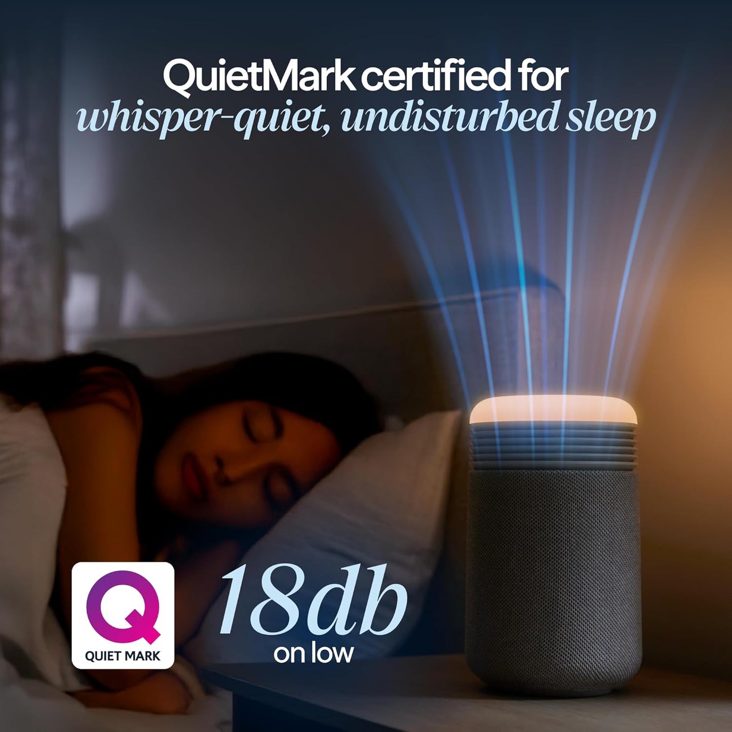 BLUEAIR Purifier for Bedroom - Mini Restful - Sunrise Clock with HEPASilent Filtration and Wake Up Light - Cleans Air and Supports Circadian Rhythm - USB-C and App Connectivity, Blue