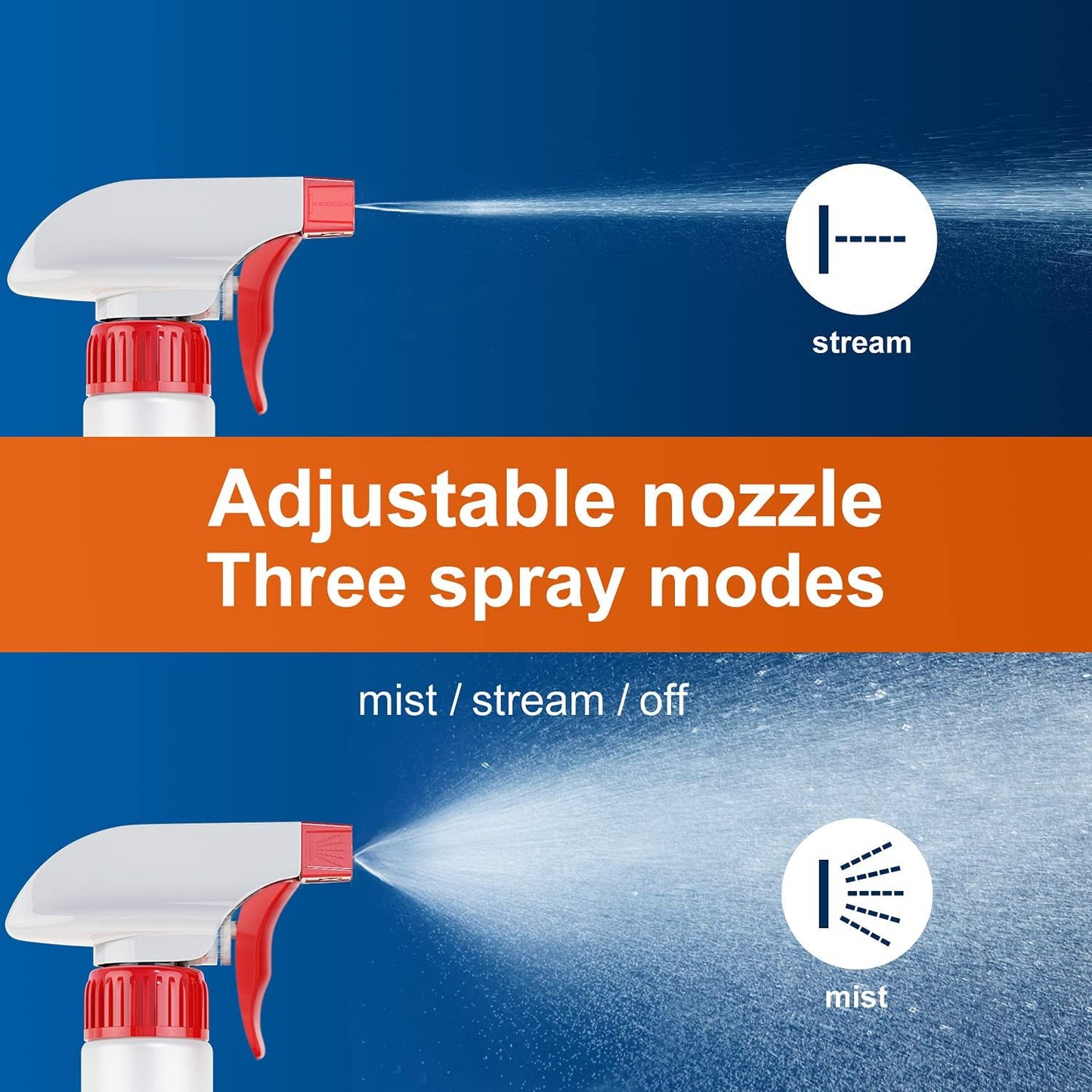 Veco Spray Bottle (5 Pack,24 Oz) with Measurements and Adjustable Nozzle(Mist & Stream Mode), HDPE Plastic Spray Bottles for Cleaning Solution, Household/Commercial/Industrial Use, No Leak and Clog