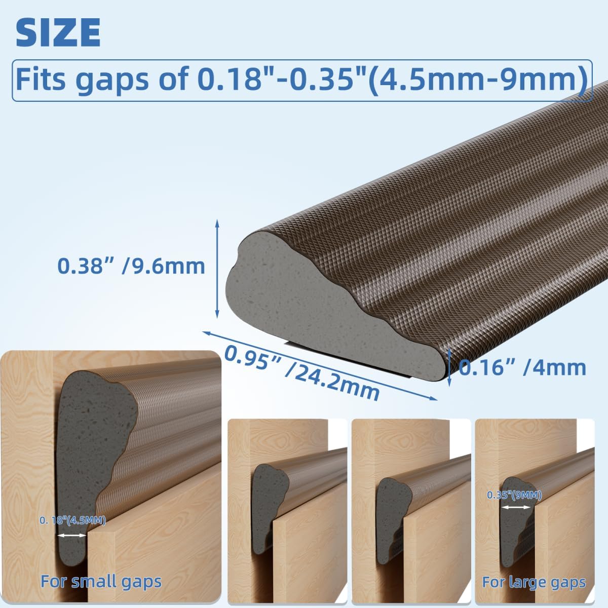 Wedge-Shape Window Weather Stripping Door Frame Seal Strip 196” Brown,Upgrade Black Foam,Soundproofing,Draft Stopper,Winter Insulation,Noise Blocker, Gap Filler for Exterior Front Door Side