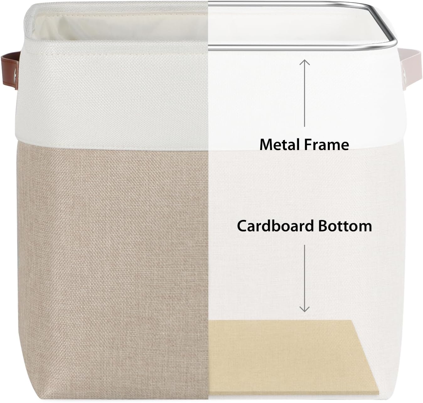 Univivi 4 PC 13 Inch Cube Storage Baskets with Hard Bottom for Shelves Foldable Storage Baskets for Closet Storage Clothes,Cube Storage Bin, Storage Basket with Handles for Organizing (Khaki)