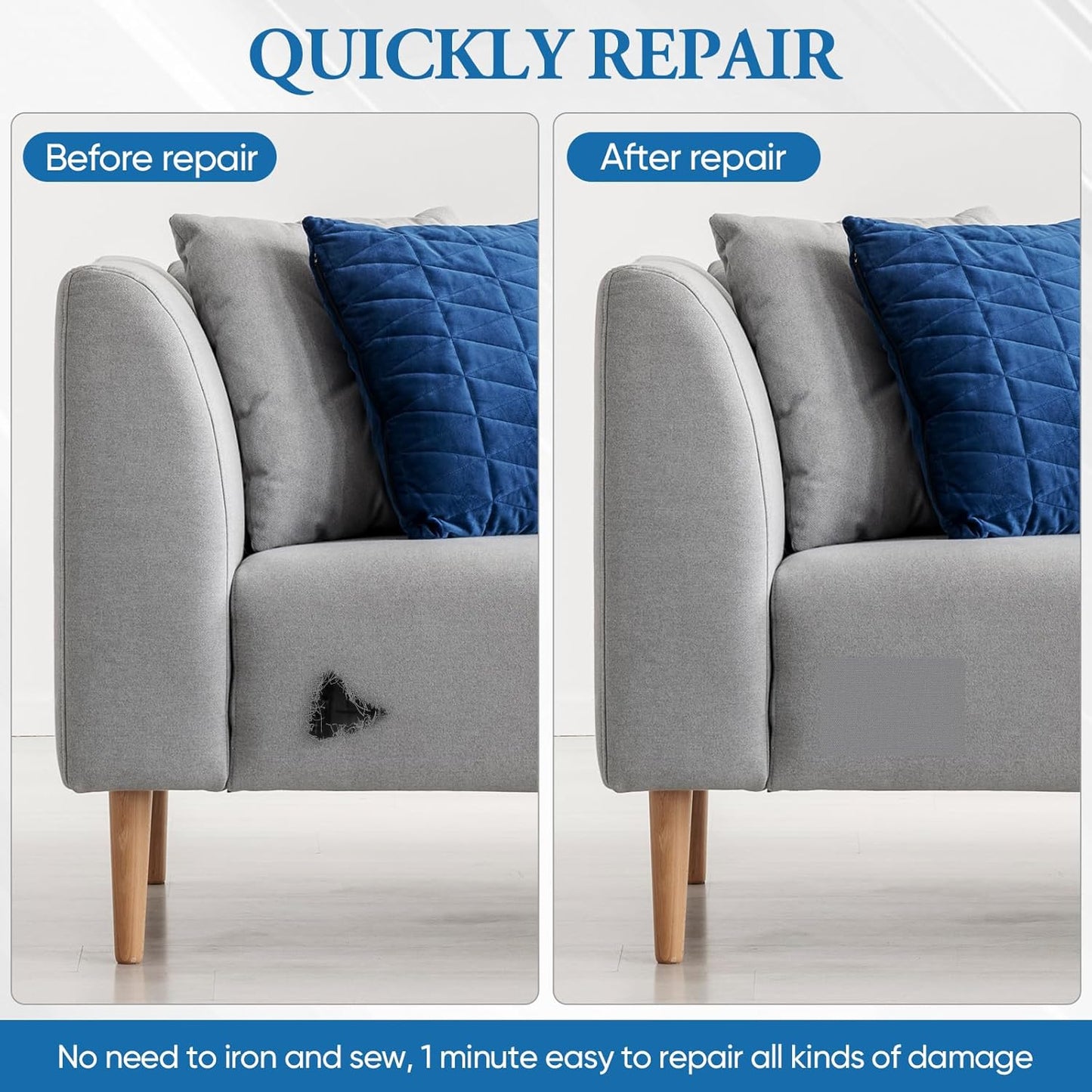 Canvas Patch 5.5 x 8 Inches 6Pcs Self-Adhesive Waterproof Canvas Patch Kit for Repairing Tents,Sofas,Boat Covers,Camping Chair,Awnings,Car Seats.(Light Brown)