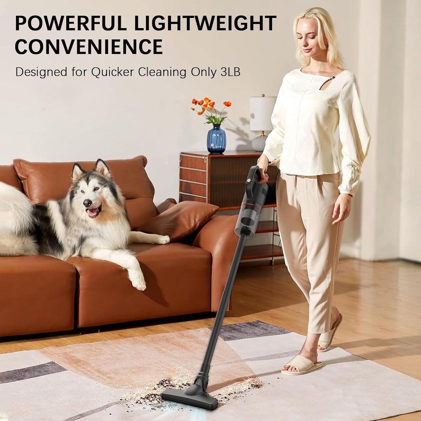 Cordless Vacuum Cleaner Lightweight Hand-held Stick Vacuum Small Vacuum for Hard Floor Car Pet Hair BW118