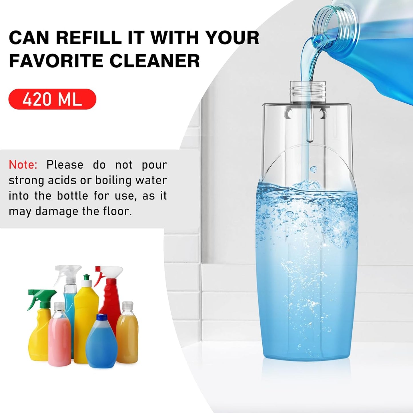 nacena Spray Mop for Floor Cleaning, Dust Mop with 420 ml Refillable Bottle and 3 Pcs Washable Pads Dry Wet Floor Mop for Household or Commercial Use for Hardwood Laminate Tile Ceramic, Red&White