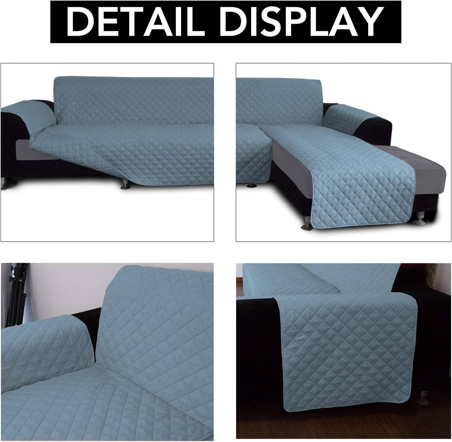 Easy-Going Sofa Slipcover L Shape Sofa Cover Sectional Couch Cover Furniture Protector Mat for Pets Dog Cat (Large, Light Blue/Light Blue)