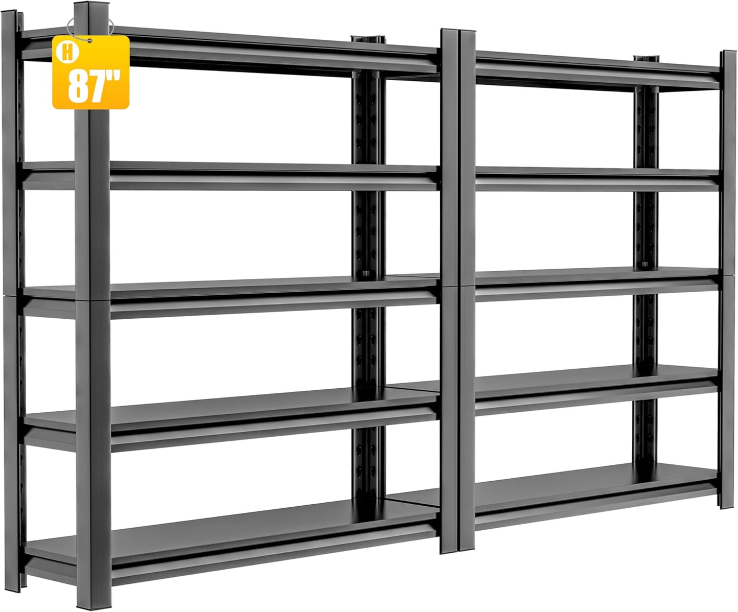 2 Pieces Garage Shelving,87"X48"X24"Inches,Heavy Duty Sturdy Steel Thickened Metal Shelves for Storage,Garage Storage Shelves,Black Shelving Unit Shelf Rack Industrial Shelving Shelf